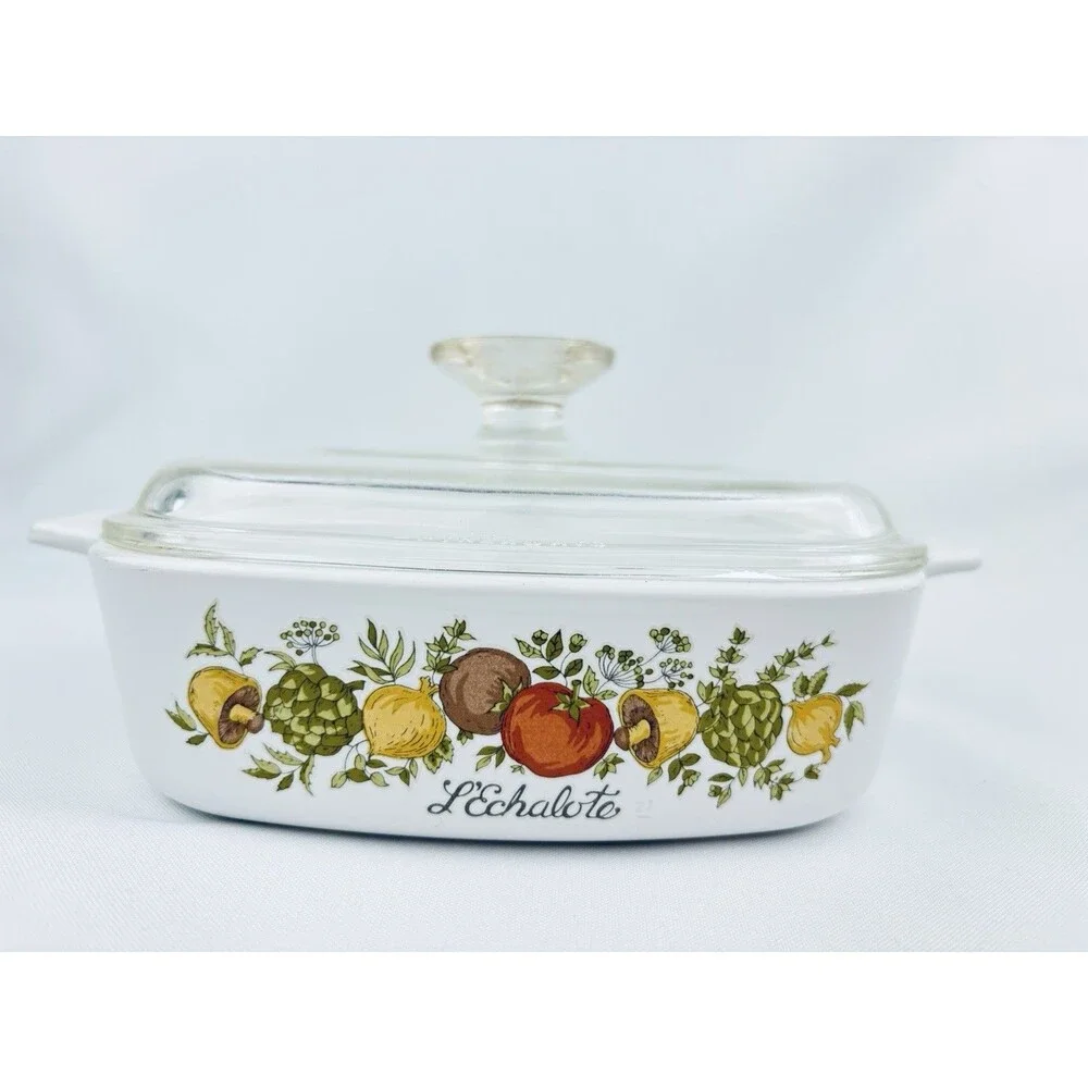 Corning Ware Spice O'‎ Life L'Echalote 1 Quart Dish Lid Rare Stamp